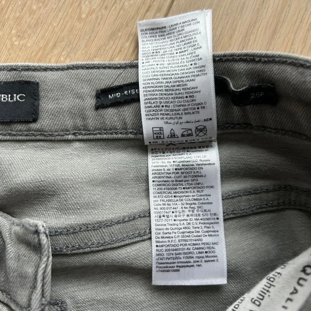 Banana Republic Mid Rise‎ Skinny Raw Hem Jeans Light Grey 26P Rock Grundge